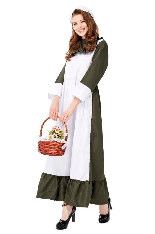 F1935 Traditional Housemaid Long Dress Adult Cosplay Party Costume